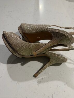 Sparkling Gold Women's Peep-Toe High Heels